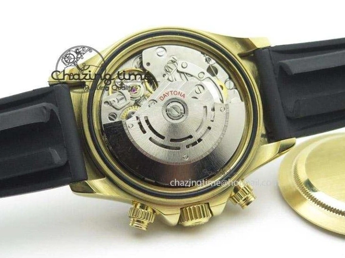 MiroTime 0512 TopPick Daytona YG BP Maker Black Dial Gold Subdial Sticks Markers On Rubber Strap A7750@ 4013